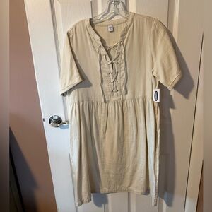 NWT! Old Navy Lace-Up Cream Short Sleeve Dress